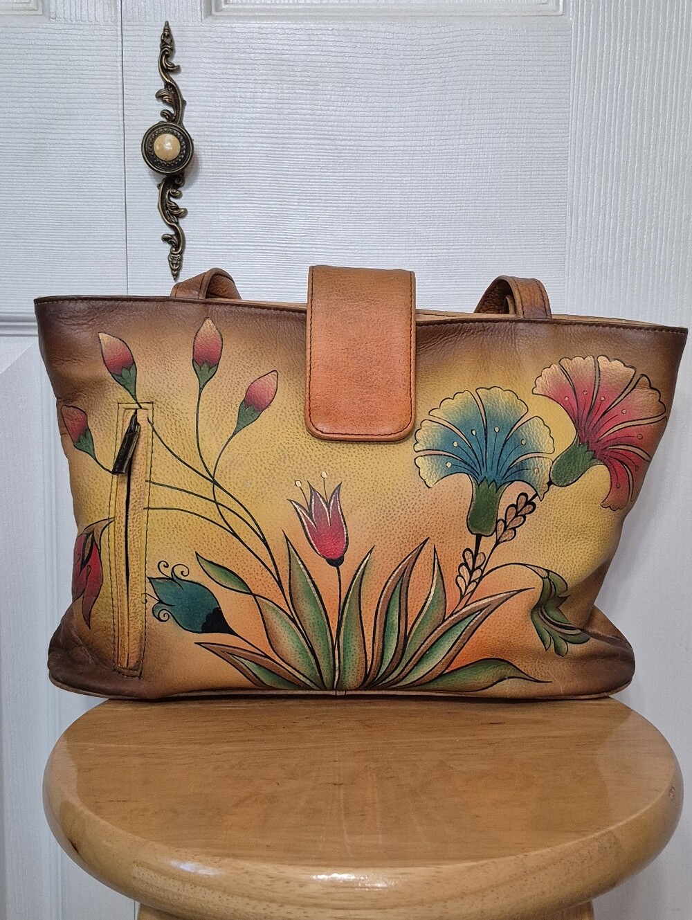 Anna By Anuschka vintage Hand Painted Leather Bag EUC